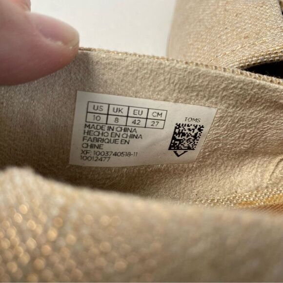 Toms Sz 10 Kelli Tassel Rose Gold Metallic Woven Slip On Flats Comfort Shoes - Picture 8 of 10